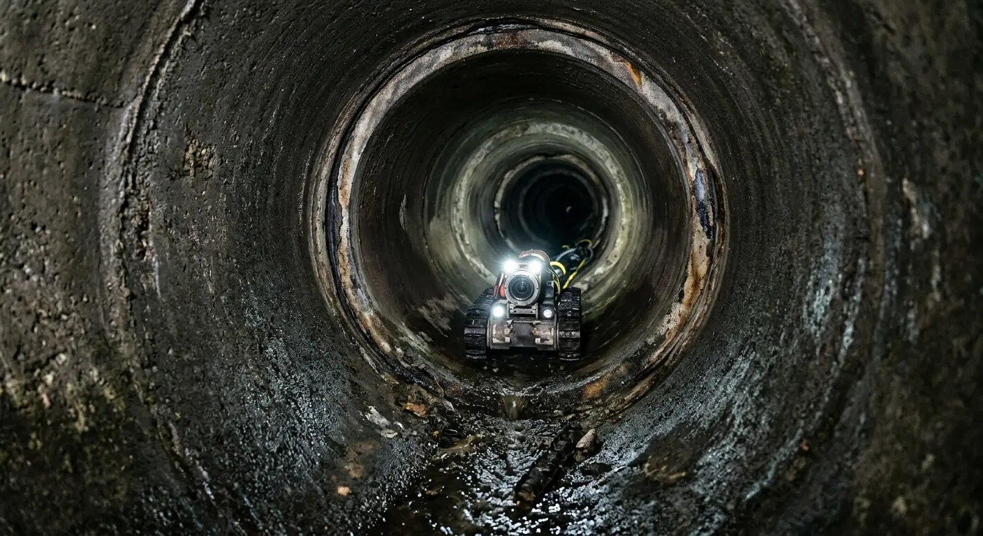 Robotic sewer camera inspecting pipe interior for Sewer Line Cleaning in Rockwood